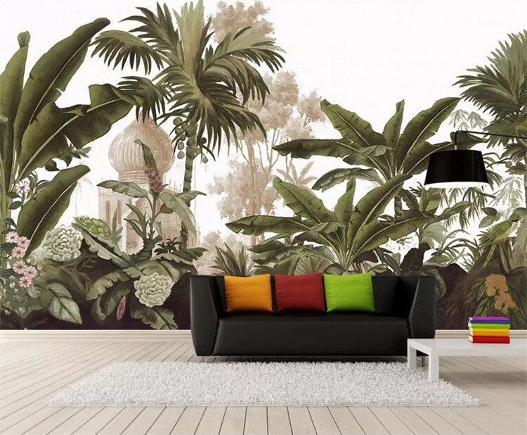 Retro Tropical Garden Mural Wallpaper (SqM)