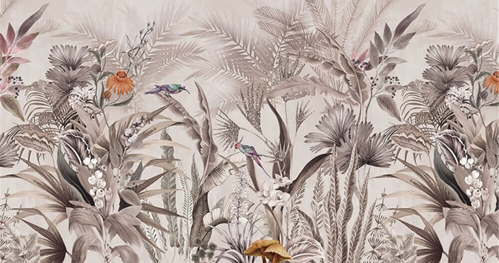 Retro Tropical Rainforest Mural Wallpaper (SqM)
