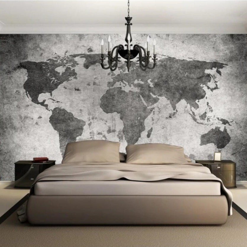 WORLD MAP GRAY Wallpaper mural