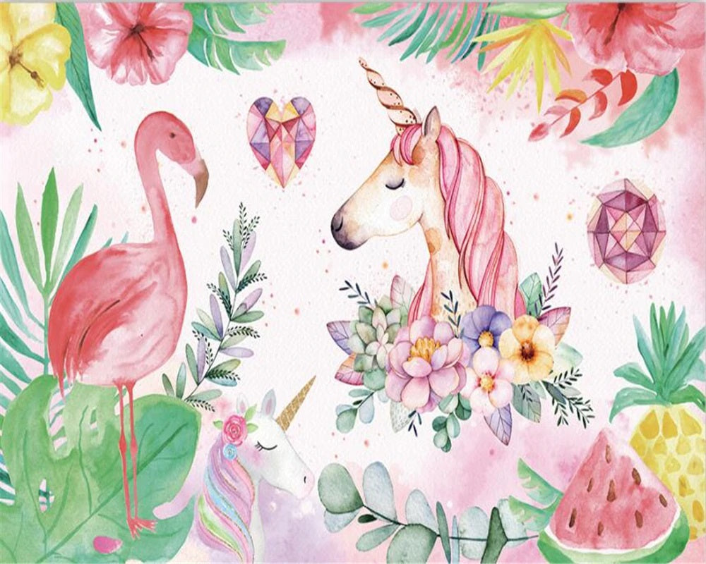 Unicorn Flamingo Mural Wallpaper (SqM)