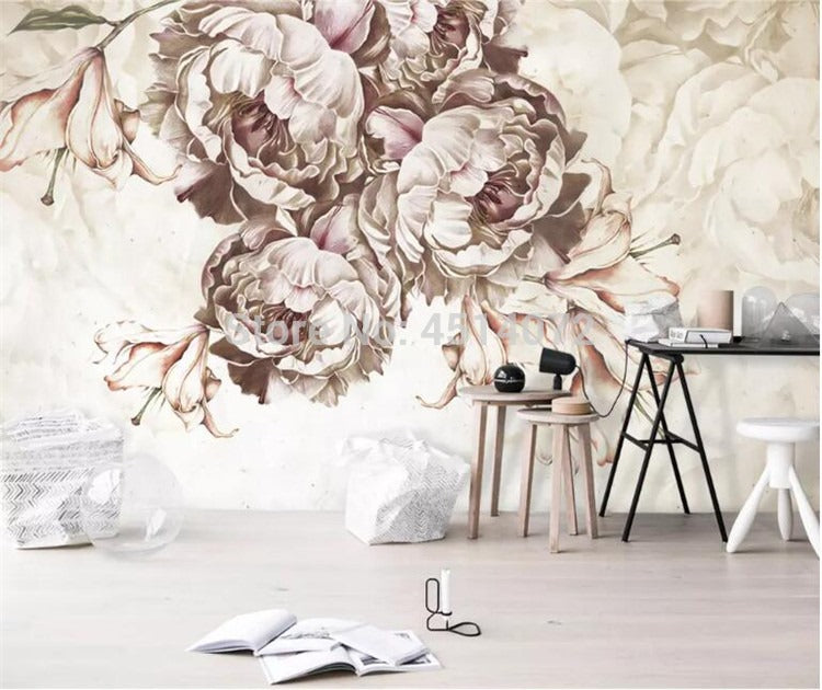 Vintage Peonies Mural Wallpaper (SqM)