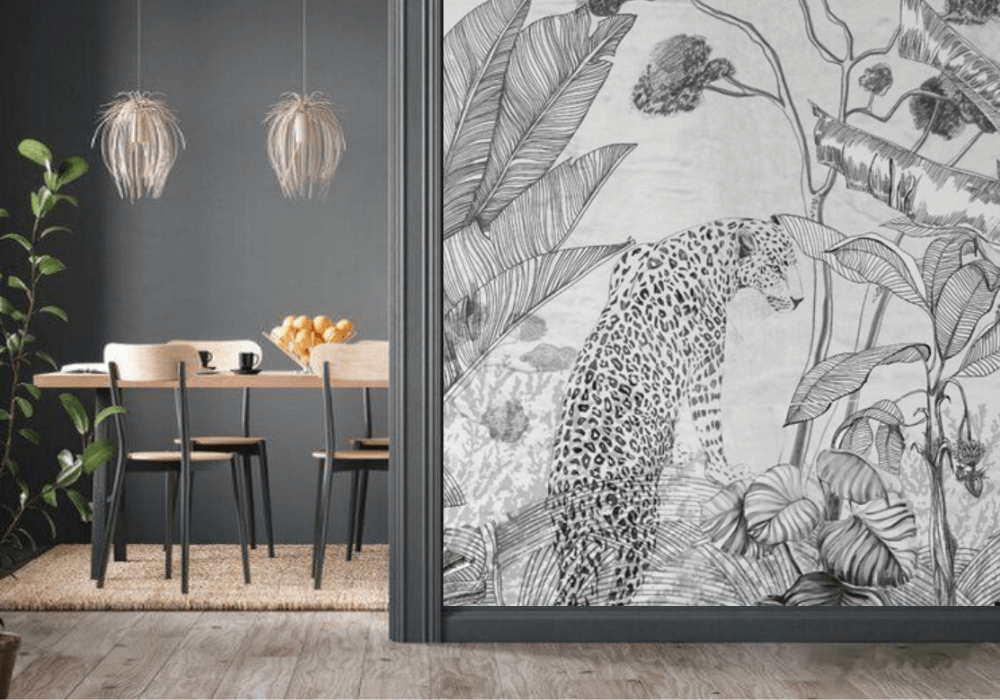 Black and White Leopard Mural Wallpaper (SqM)