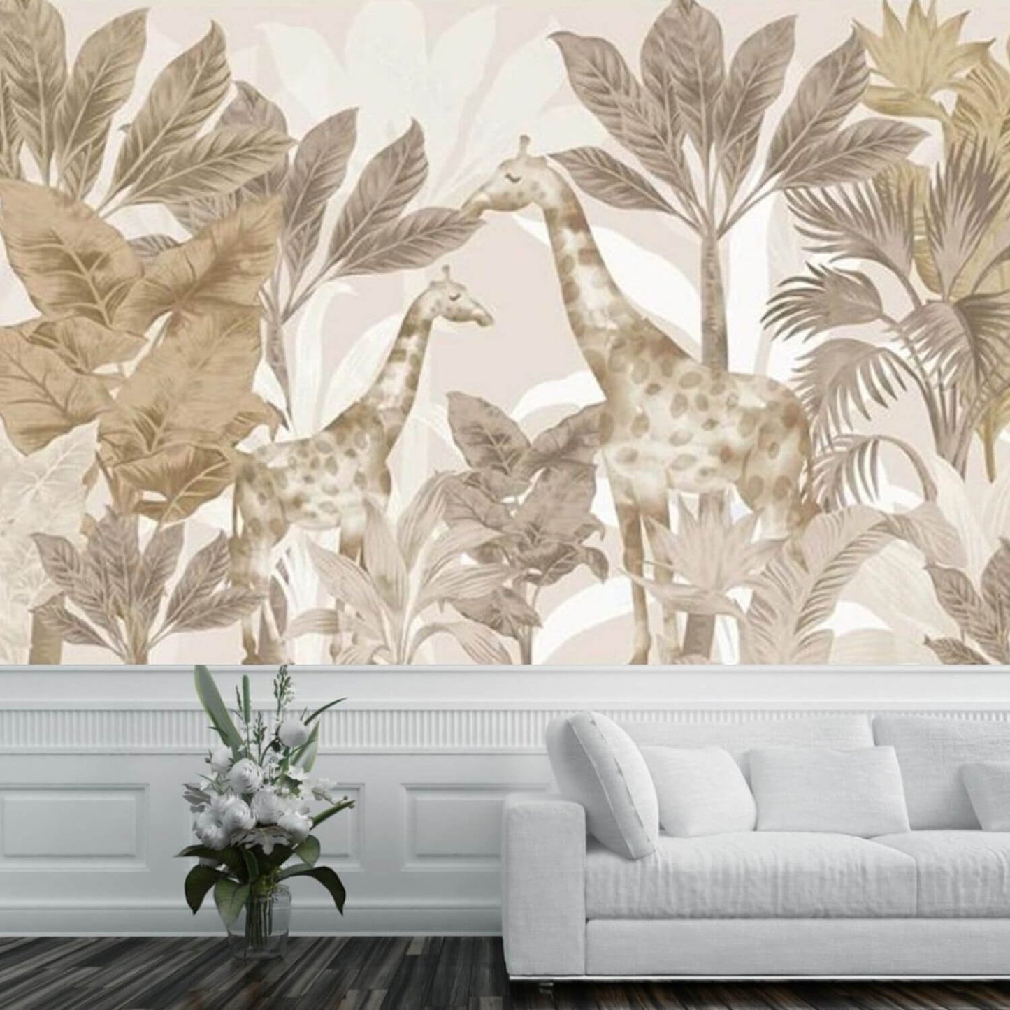 Giraffes Neutral Mural Wallpaper (SqM)
