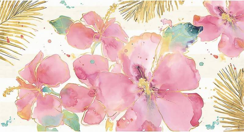 Watercolor Pink Flowers Mural Wallpaper (SqM)
