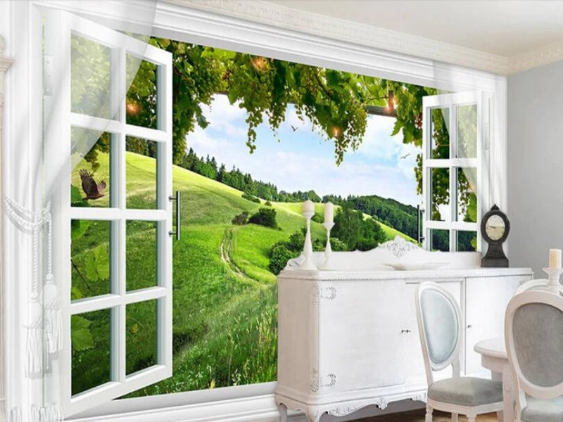 Window to the Tuscany Hills Wall Mural (SqM)