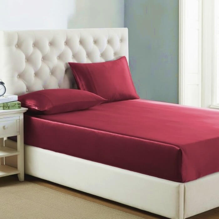 Burgundy 3 Pieces 19 MM Mulberry Silk Bedding Set