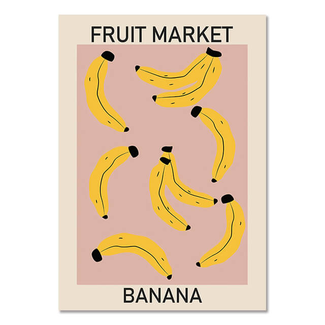 Vintage Fruit Market Cherry Lemon Pear Banana Orange Canvas Prints | Nordic Style Poster For Dining Room Kitchen Café Home Décor