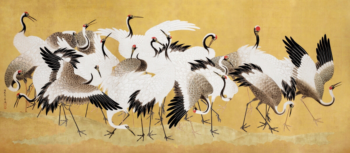 Japanese Flock of Cranes Mural Wallpaper (SqM)