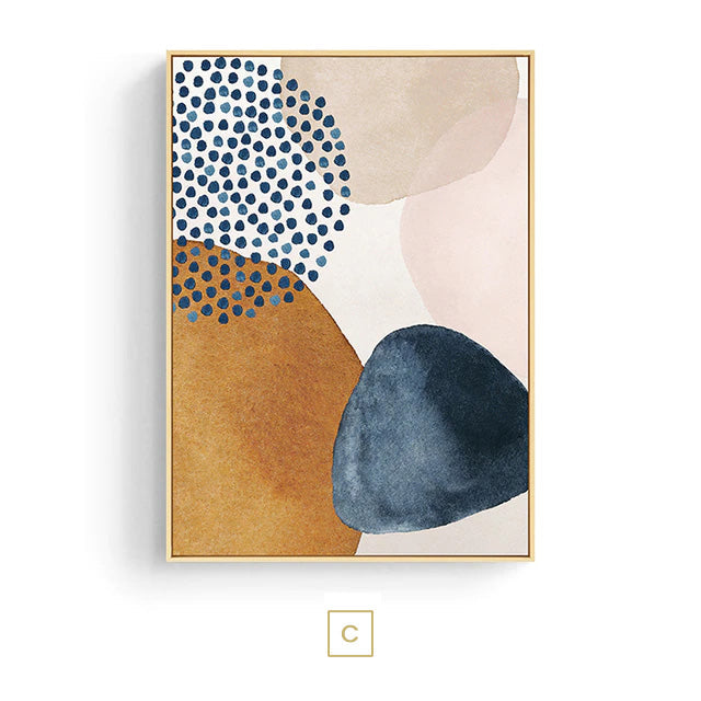 Modern Abstract Watercolor Orange Blue Beige Canvas Prints | Wall Art For Living Room Dining Room Scandinavian Home Decor