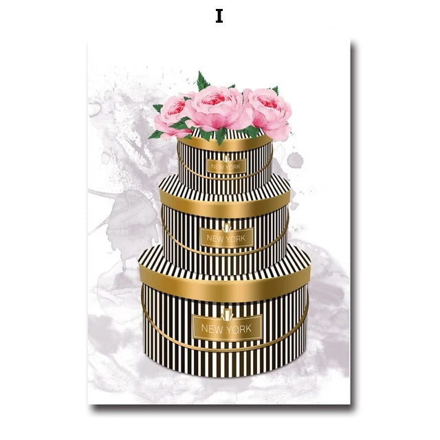 New York Vogue Fashion Canvas Prints | Handbag & Heels Glamour Wall Art Boutique For Designer Home Décor