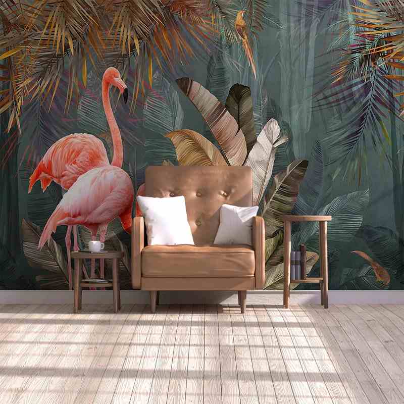 Retro Pink Flamingo Mural Wallpaper (SqM)