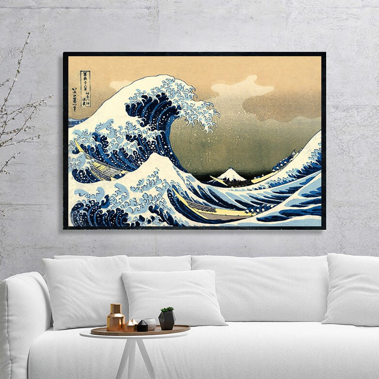 The Great Wave Poster - Kanagawa Wave Wall Art of Hokusai Japanese Poster  Canvas Prints & Wall Art Wave Japanese Poster for Home Decoration Office