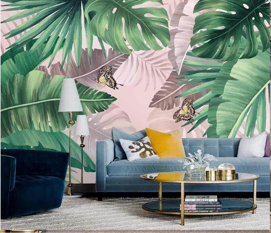 Bring the nature vibes to your living space with the jungle mural wallpaper
