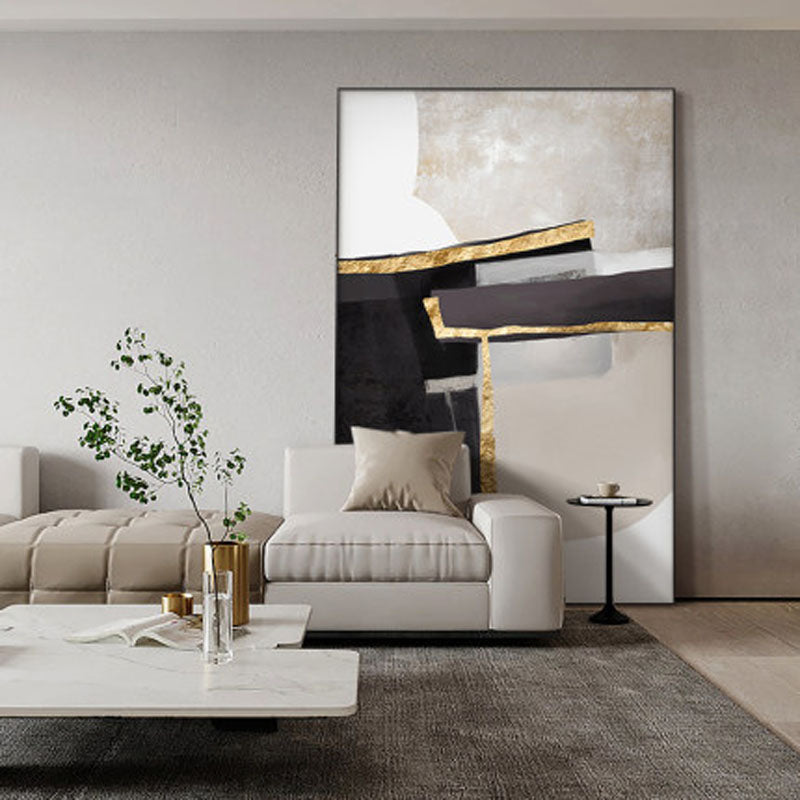 Abstract Geomorphic Design Geomorphic Canvas Wall Art | Modern Marble & Golden Abstract Prints ...
