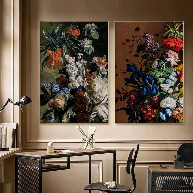 Dark Floral Wall Art Prints