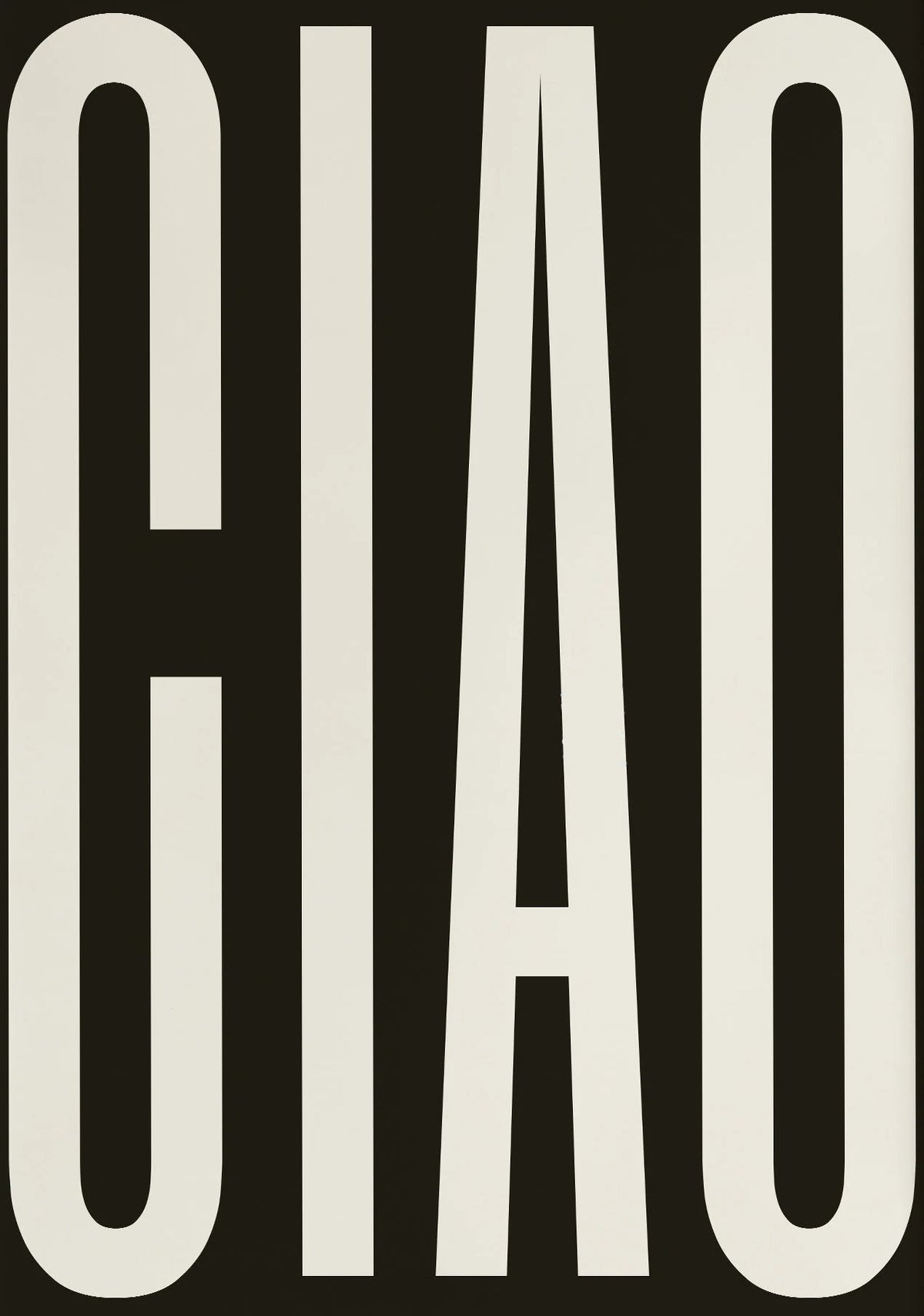 The word 'CIAO' in large, white letters on a black background