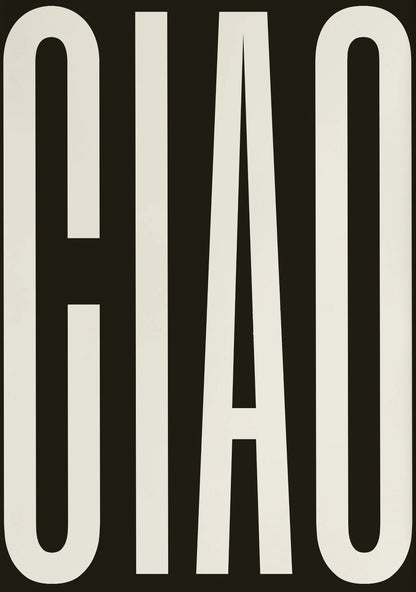 The word 'CIAO' in large, white letters on a black background