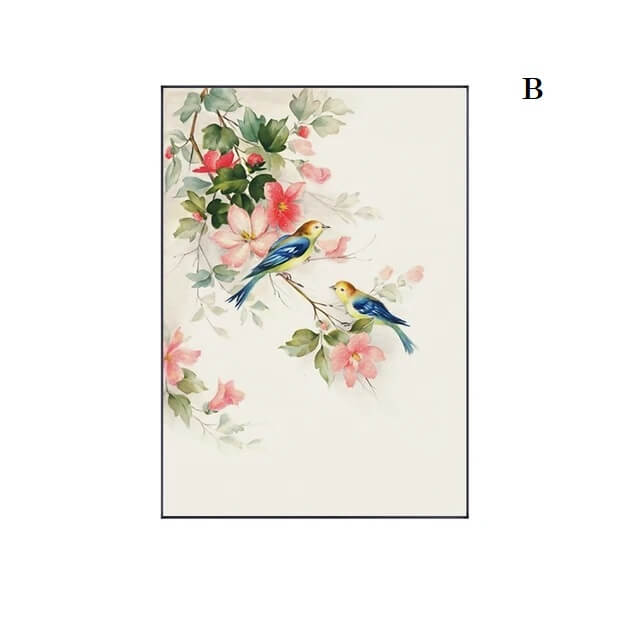 Japanese Traditional Floral Canvas Prints Fine Art Minimalist Pink Wall Art Botanical Pictures For Home Living Room Bedroom Wall Décor