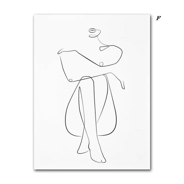 Woman Silhouette Line Art Canvas Prints Minimalist Black White Poster Nude Woman Figure Fine Art Nordic Wall Art For Living Room Home Décor