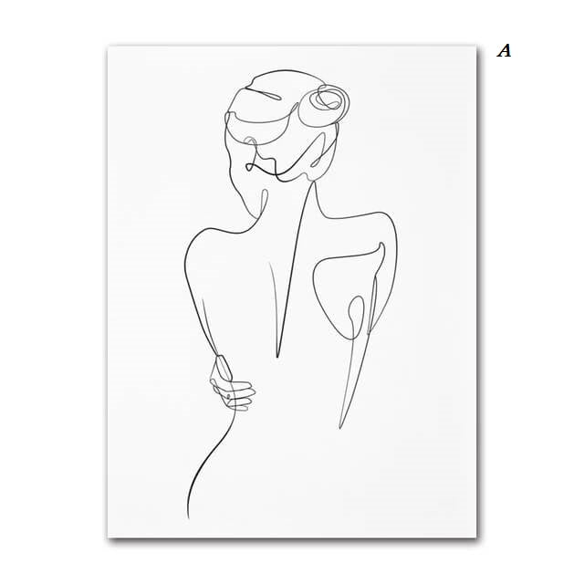 Woman Silhouette Line Art Canvas Prints Minimalist Black White Poster Nude Woman Figure Fine Art Nordic Wall Art For Living Room Home Décor