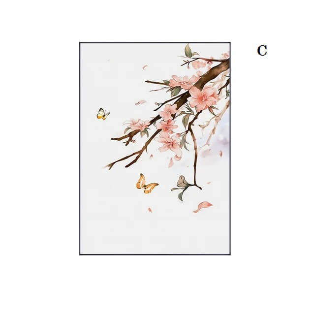 Japanese Traditional Floral Canvas Prints Fine Art Minimalist Pink Wall Art Botanical Pictures For Home Living Room Bedroom Wall Décor