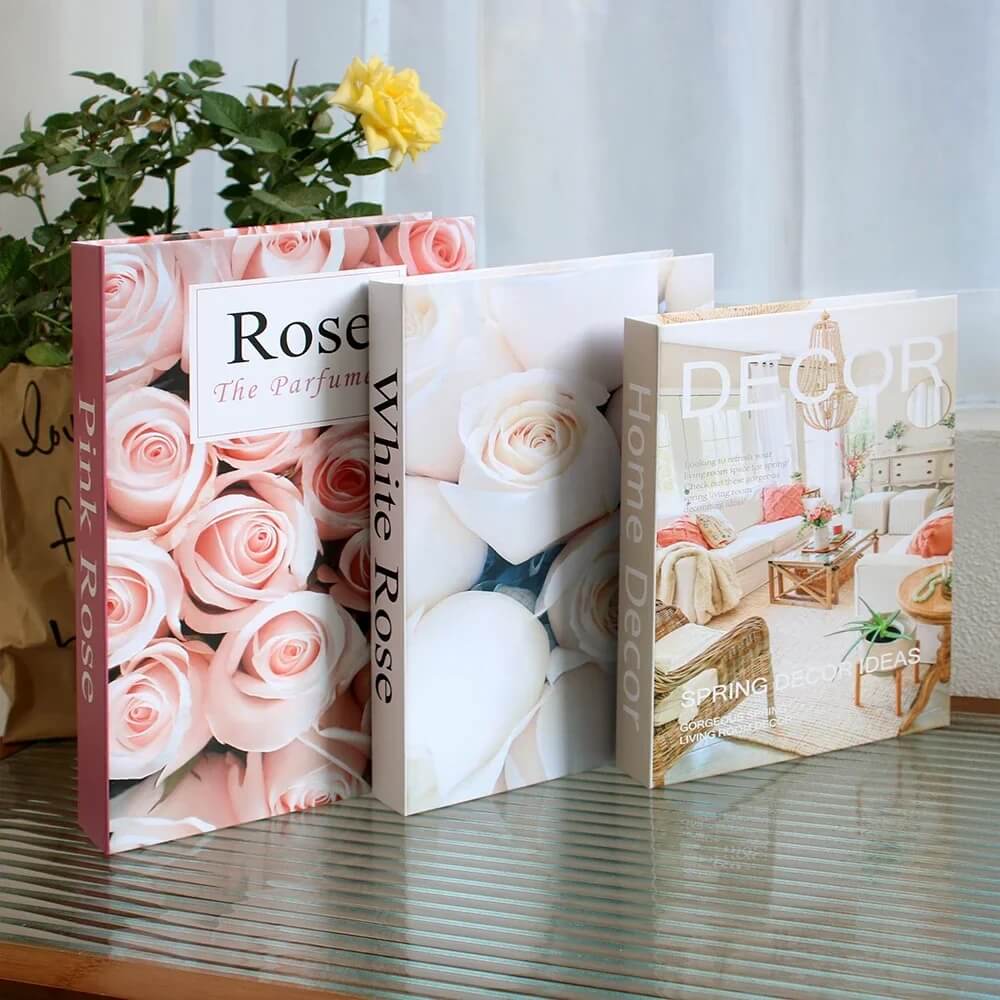 Paris Fashion Faux Book Boxes Ornament For Living Room Coffee Table Bookcase Decoration Props For Stylish Modern Luxury Home Décor (Sets of 3Pcs)