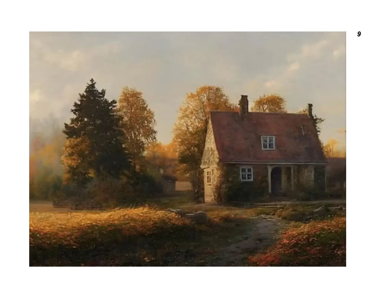 Vintage Autumn Farmhouse Landscape Canvas Print Country Retro Fall Gallery Wall Art For Rustic Living Room Décor