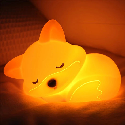 Cute Fox Squishy Silicone Lamp Night Light Touch Nursery Lamp