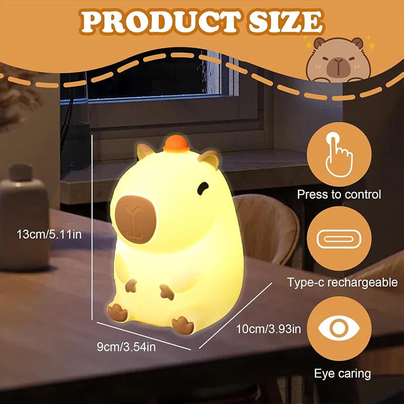 Capybara Squishy Lamp Touch Night Light Nursery Silicone Lamp
