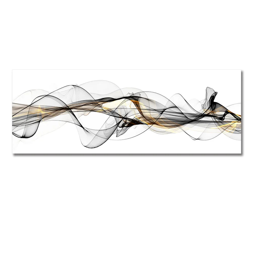 Abstract Flowing Lines Minimalist Wall Art Canvas Print Wide Format Picture For Modern Apartment Decor