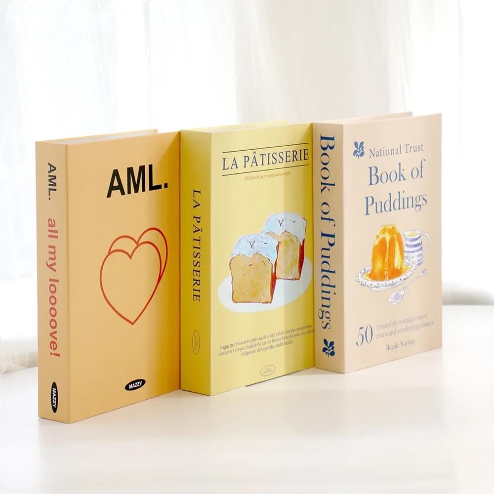 Paris Fashion Faux Book Boxes Ornament For Living Room Coffee Table Bookcase Decoration Props For Stylish Modern Luxury Home Décor (Sets of 3Pcs)