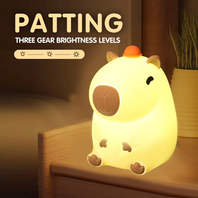 Capybara Squishy Lamp Touch Night Light Nursery Silicone Lamp