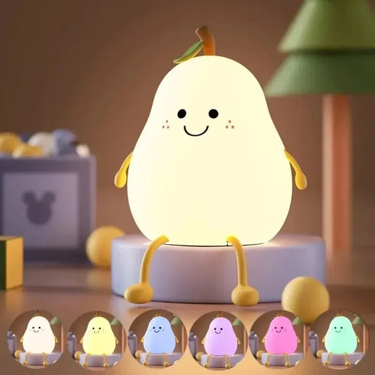Cute Pear Silicone Lamp Touch Night Light Squishy Nursery Lamp