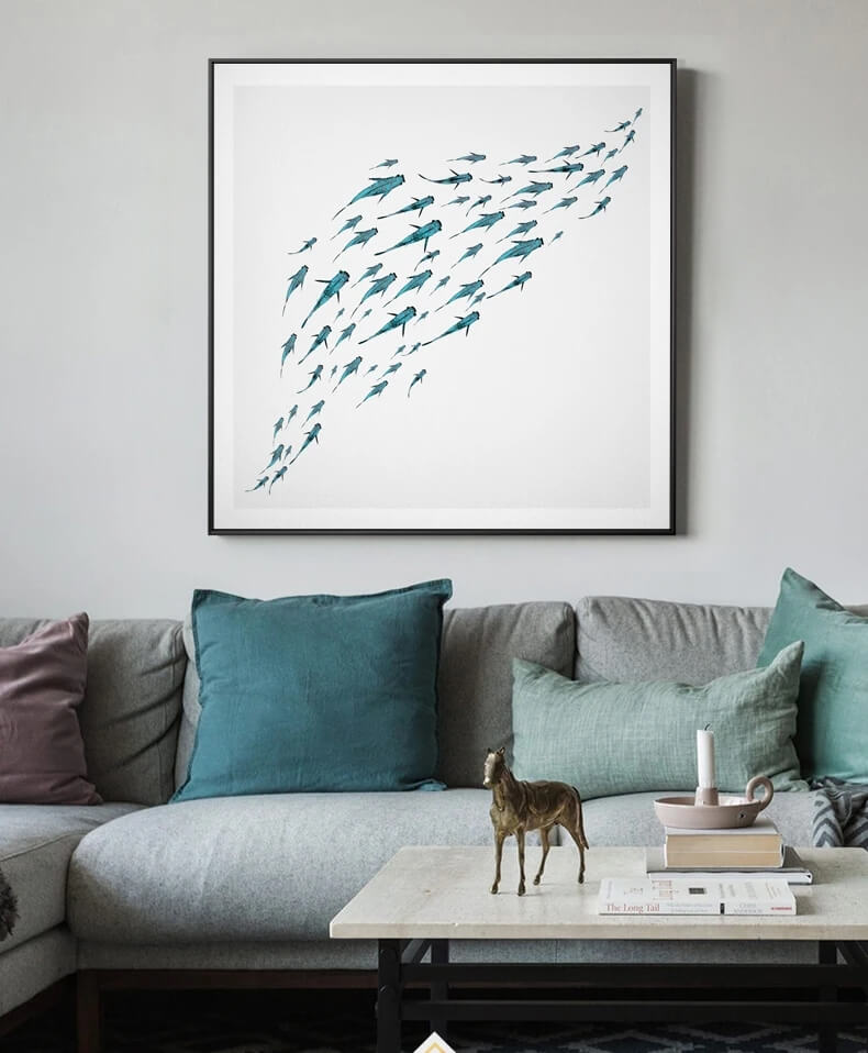 Nordic Minimalist Fish Wall Art Canvas Print Fine Art Modern Poster Pictures For Scandinavian Living Room Bedroom Home Décor