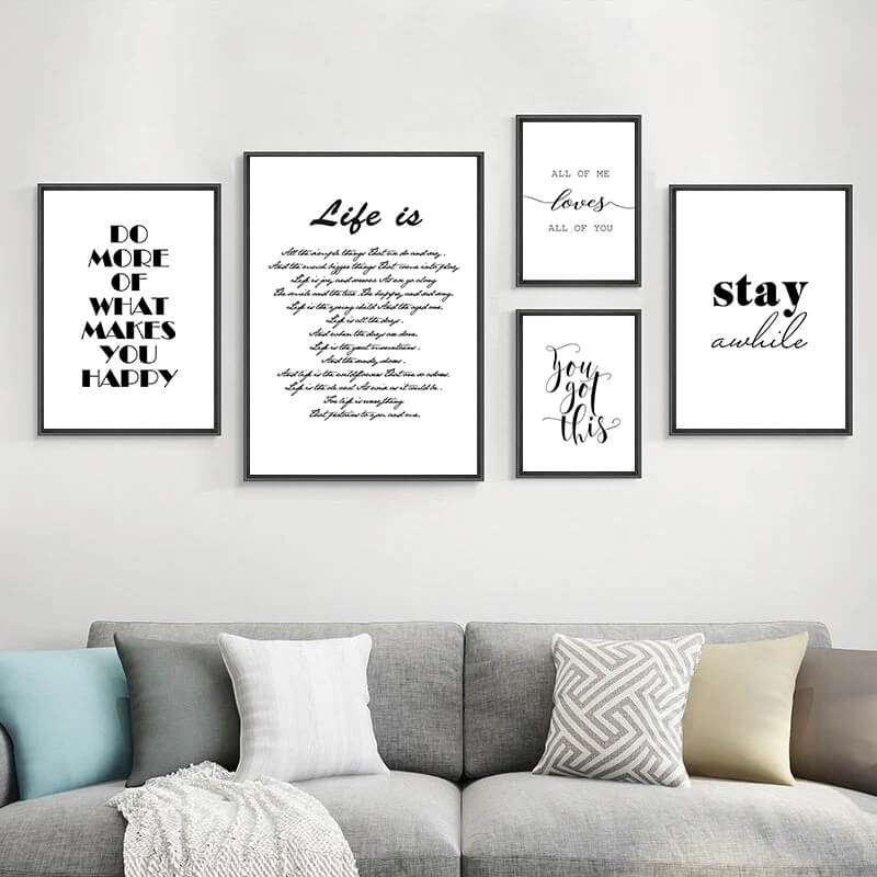 Modern Life Quotes Canvas Prints Minimalist Motivational Wall Art Nordic Inspirational Black White Poster For Living Room Décor