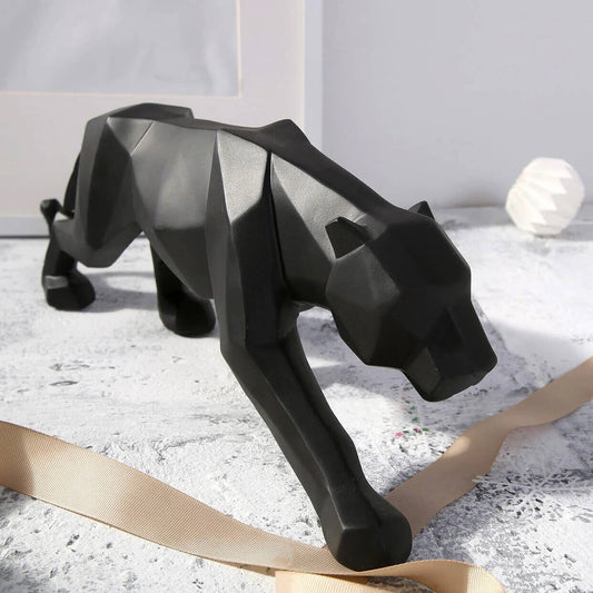 Black Panther Geometric Leopard Statue Modern Abstract Wildlife Figurine Red White Gold Colored Resin Ornaments For Living Room Nordic Home Décor