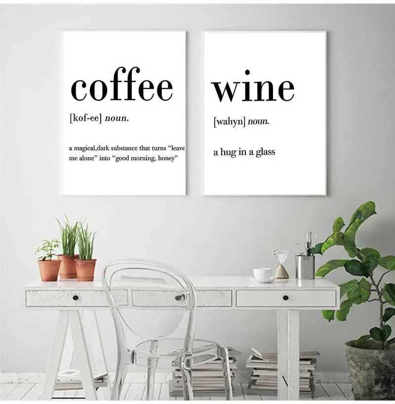 Minimalist Coffee Tea Quotes Canvas Prints Black White Kitchen Poster Nordic Modern Wall  Art For Dining Room Coffee Shop Home Décor