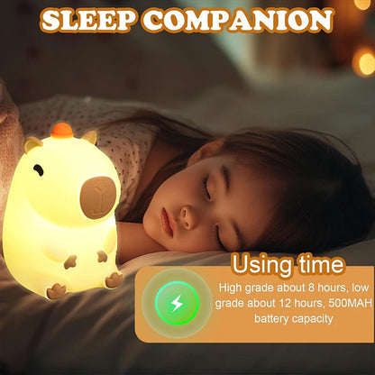 Capybara Squishy Lamp Touch Night Light Nursery Silicone Lamp