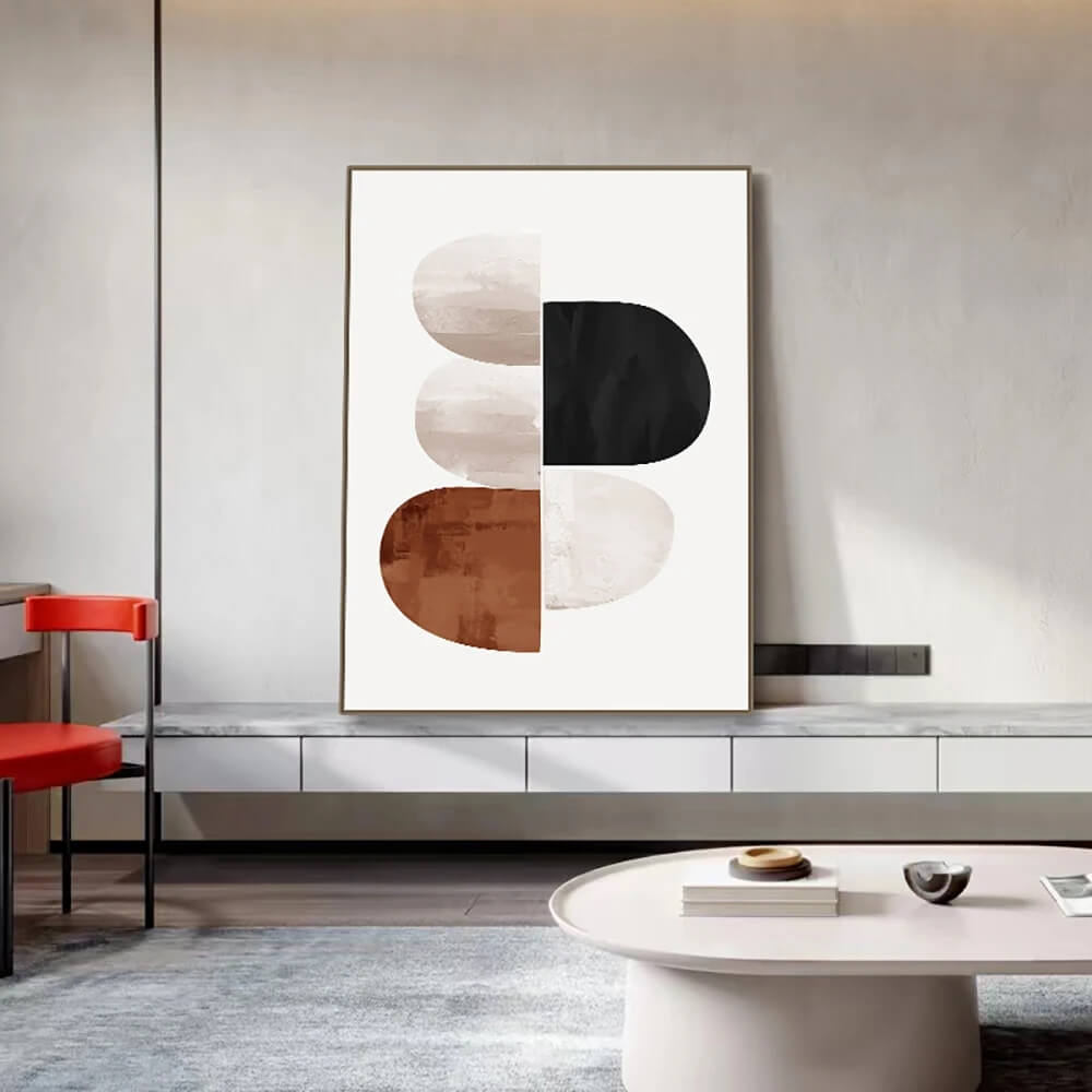 Mid Century Abstract Line Art Canvas Prints Black White Nordic Large Wall Art Big Size Geometric Pictures For Modern Scandinavian Living Room Home Décor