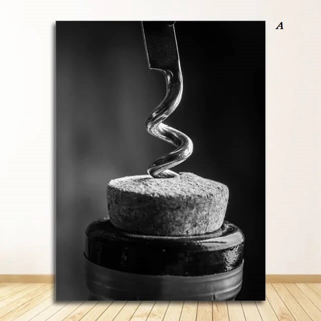 Black White Food Drink Kitchen Canvas Prints Coffee Wine Bead Wall Art Inspirational Poster For Dining Room Coffee Shop Kitchen Décor