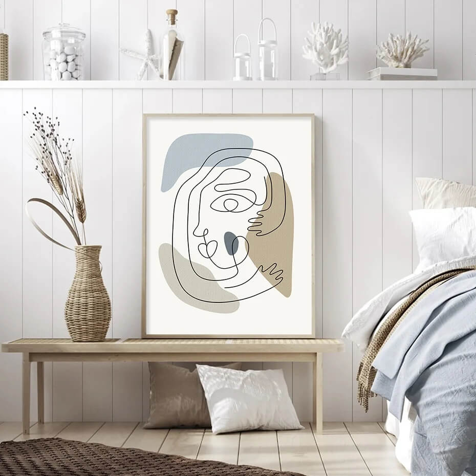 Modern Abstract Boho Line Face Canvas Prints Wall Art Minimalist Poster Pictures For Scandinavian Living Room Home Décor