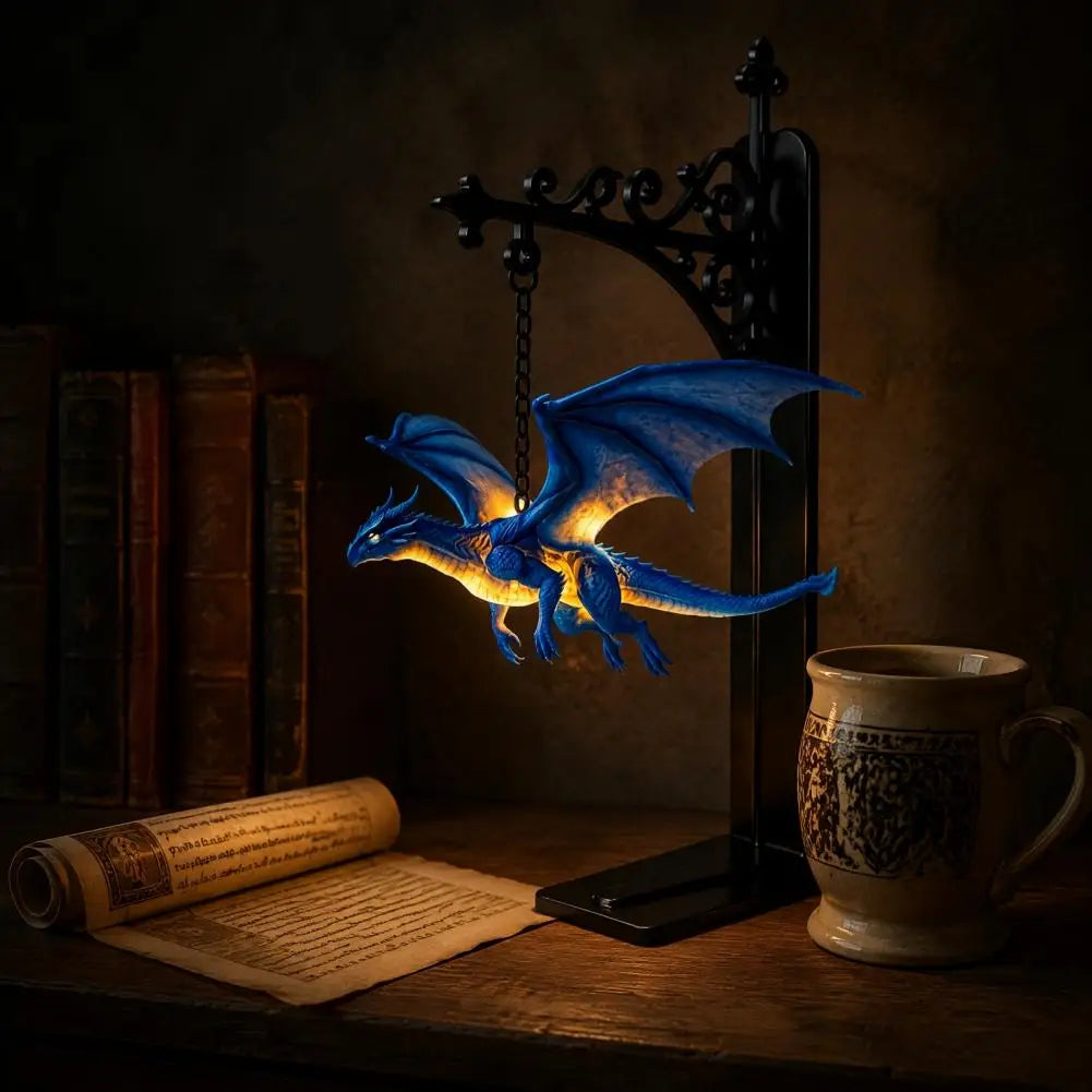 Flying Dragon Bookshelf Lamp – Magical LED Reading Nook Night Light for Fantasy Bookshelf Decor