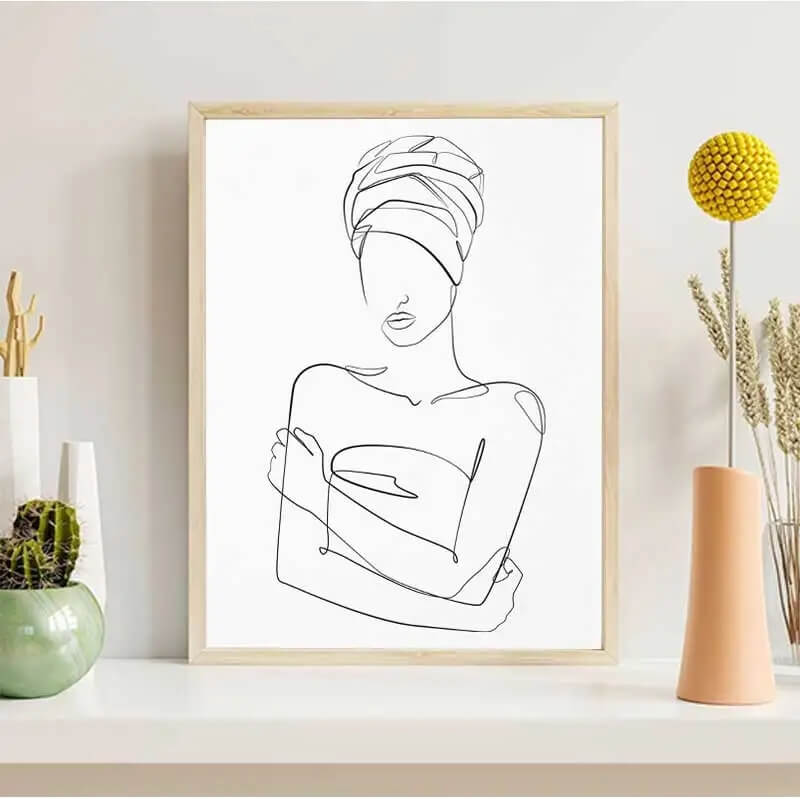 Woman Silhouette Line Art Canvas Prints Minimalist Black White Poster Nude Woman Figure Fine Art Nordic Wall Art For Living Room Home Décor