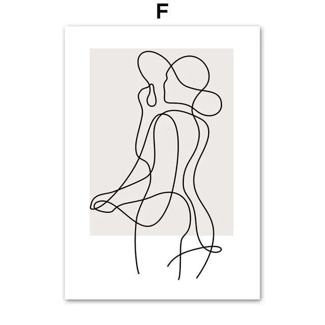 Abstract Line Woman Figure Lovers Wall Art Canvas Prints Fashion Poster Modern Minimalist Nordic Fine Art Pictures For Bedroom Décor