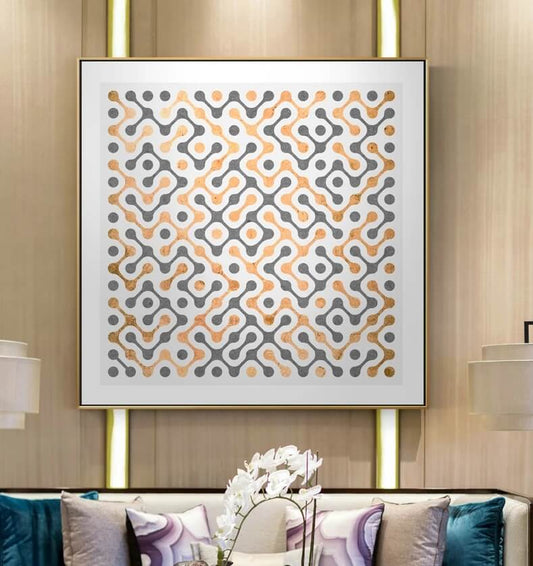 Nordic Minimalist Geometric Golden Wall Art Canvas Print Fine Art Modern Poster For Scandinavian Living Room Bedroom Home Décor