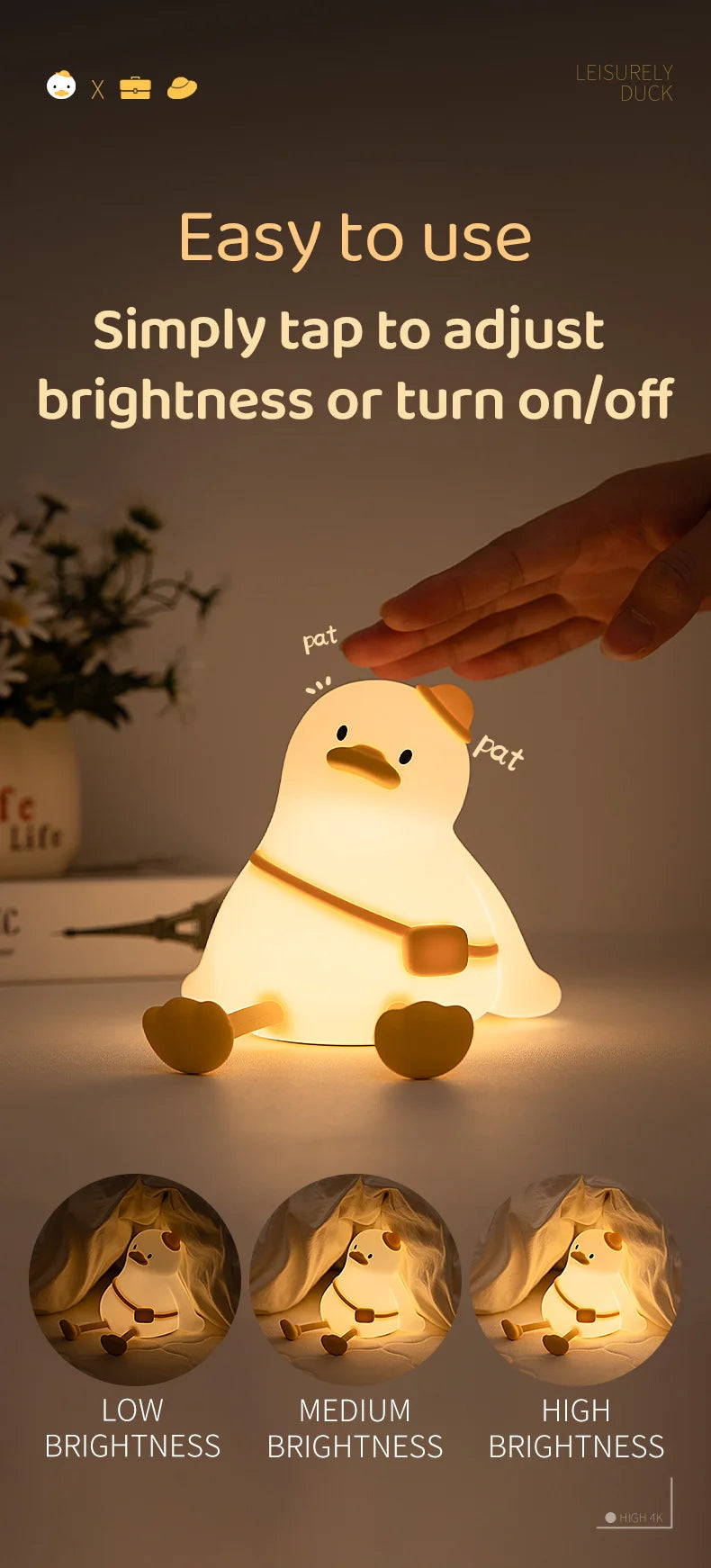 Traveling Duck Silicone Lamp Squishy Night Light Nursery Lamp