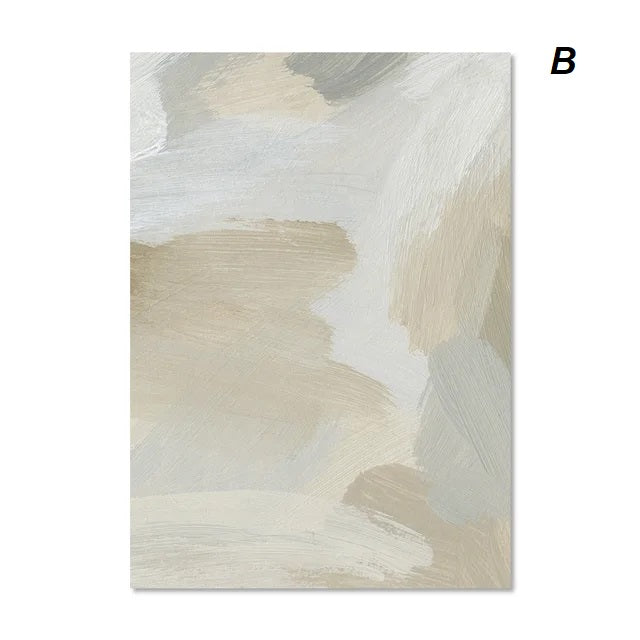 Abstract Neutral Colors Brush Texture Canvas Prints Modern Wall Art Pastel Colors Poster Minimalist Pictures For Scandinavian Living Room Décor