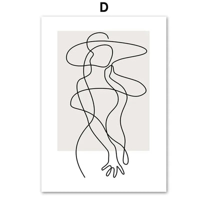 Abstract Line Woman Figure Lovers Wall Art Canvas Prints Fashion Poster Modern Minimalist Nordic Fine Art Pictures For Bedroom Décor