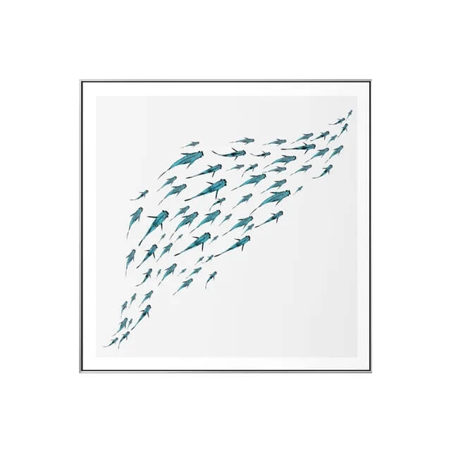 Nordic Minimalist Fish Wall Art Canvas Print Fine Art Modern Poster Pictures For Scandinavian Living Room Bedroom Home Décor