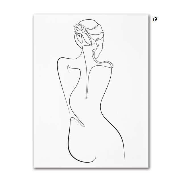 Woman Silhouette Line Art Canvas Prints Minimalist Black White Poster Nude Woman Figure Fine Art Nordic Wall Art For Living Room Home Décor
